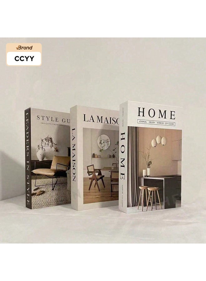  CCYY مجموعة كتب تزيينية وهمية (3 قطع) لديكور المنزل - كتب مجوفة لتزيين رف الكتب وطاولة القهوة والمجالس وغرف النوم - Image 1